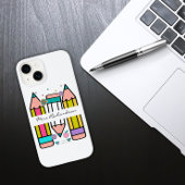 Kleurrijke leraar naam potlood cartoon iPhone hoesje
