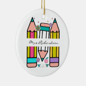 Kleurrijke leraar naam potlood cartoon keramisch ornament (Rechts)