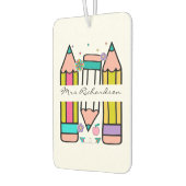 Kleurrijke leraar naam potlood cartoon luchtverfrisser (Links)