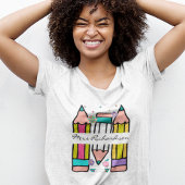 Kleurrijke leraar naam potlood cartoon T-shirt