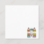 Kleurrijke leraar naam potlood cartoon vierkante visitekaartje (Achterkant)