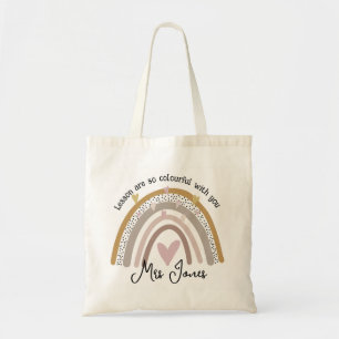 Kleurrijke leraar regenboog klas cadeau pensioen tote bag