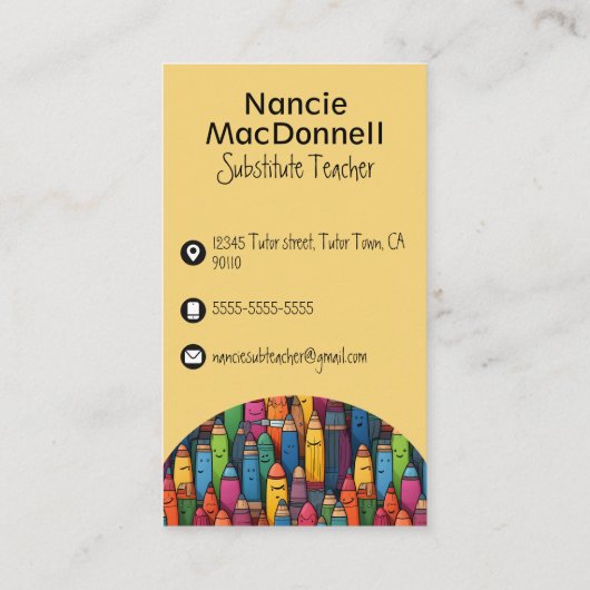 Kleurrijke leraar tutoring krijt patroon visitekaartje (Achterkant)
