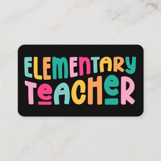 Kleurrijke leraar van de basisschool visitekaartje (Voorkant)