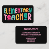 Kleurrijke leraar van de basisschool visitekaartje (Voorkant / Achterkant)