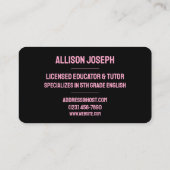 Kleurrijke leraar van de basisschool visitekaartje (Achterkant)