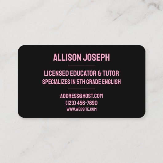 Kleurrijke leraar van de basisschool visitekaartje (Achterkant)