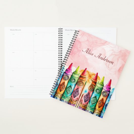 Kleurrijke Leraar Waardering Rainbow Crayon Planner (Display)
