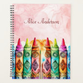 Kleurrijke Leraar Waardering Rainbow Crayon Planner (Voorkant)