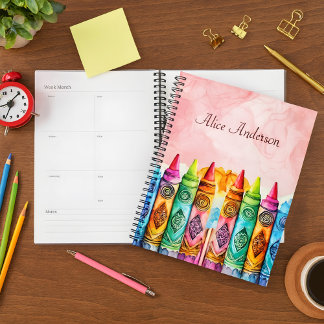 Kleurrijke Leraar Waardering Rainbow Crayon Planner