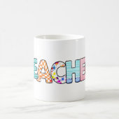 Kleurrijke leraar Word Art Fun Koffiemok (Center)