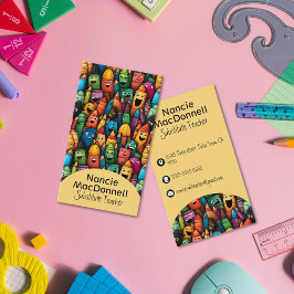 Kleurrijke lerarenopleiding Cartoon penpatroon Visitekaartje