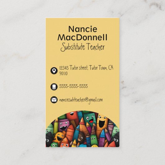Kleurrijke lerarenopleiding Cartoon penpatroon Visitekaartje (Achterkant)