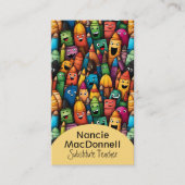 Kleurrijke lerarenopleiding Cartoon penpatroon Visitekaartje (Voorkant)