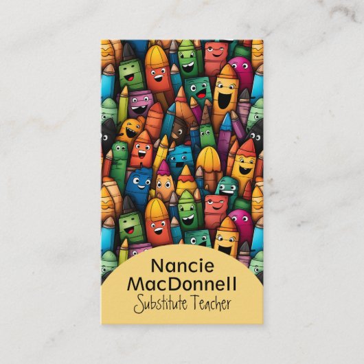 Kleurrijke lerarenopleiding Cartoon penpatroon Visitekaartje (Voorkant)