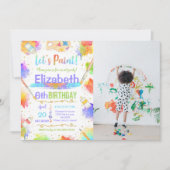 Kleurrijke Let's Paint Art Verjaardagsfeestfoto Kaart (Voorkant)