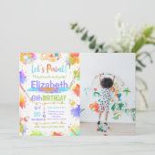 Kleurrijke Let's Paint Art Verjaardagsfeestfoto Kaart (Staand voorkant)