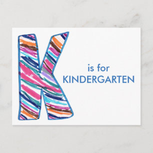 Kleurrijke letter K zoals in Kay is voor kleutersc Briefkaart