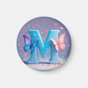 Kleurrijke letter M met vlinders Magneet