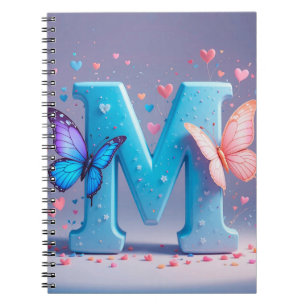 Kleurrijke letter M met vlinders Notitieboek