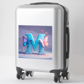 Kleurrijke letter M met vlinders Sticker (Koffer)