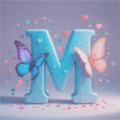 Kleurrijke letter M met vlinders Sticker (Voorkant)