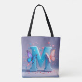 Kleurrijke letter M met vlinders Tote Bag (Achterkant)