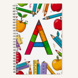 📖 Kleurrijke Letter Monogram School Terug naar Kl Notitieboek