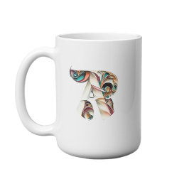 Kleurrijke letter R gepersonaliseerde mok