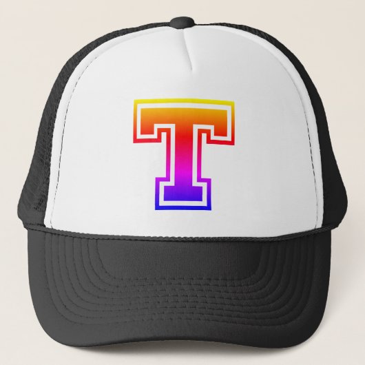 Kleurrijke letter "T" Trucker Pet (Voorkant)