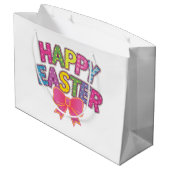 Kleurrijke Lettered Happy Easter Groot Cadeauzakje (Achterkant Gekanteld)