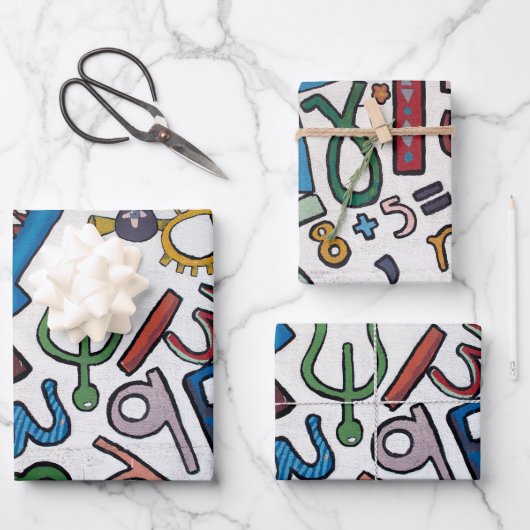 Kleurrijke letters en cijfers inpakpapier vel (Voorkant)