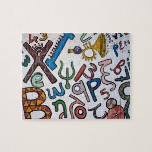 Kleurrijke letters en cijfers legpuzzel