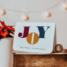 Kleurrijke Letters Joy Holiday Gevouwen Wenskaart