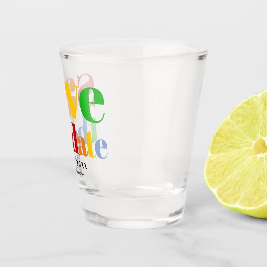 Kleurrijke letters, stippen en strepen homofoto shot glas (Rechts)