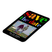 Kleurrijke letters, stippen Sparen de Datum homose Magneet (Linkerzijde)