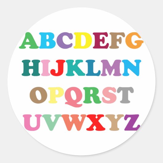 Kleurrijke letters van ABC Ronde Sticker (Voorkant)