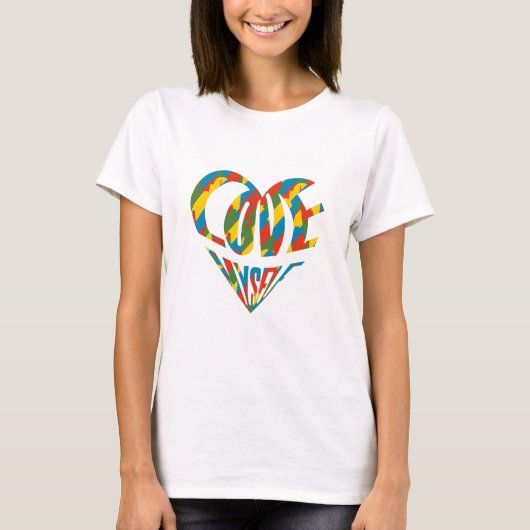 Kleurrijke  Leuk Hart Liefde Zelf Pop Kunst T-shirt (Voorkant)