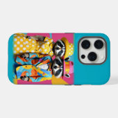 Kleurrijke leuke 1960's mod raccoons iPhone hoesje (Achterkant horizontaal)