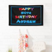 Kleurrijke Leuke Aangepaste Jaar Naam Datum Gelukk Spandoek (Insitu)