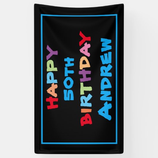 Kleurrijke Leuke Aangepaste Jaar Naam Datum Gelukk Spandoek (Verticaal)