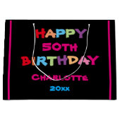 Kleurrijke Leuke Aangepaste Naam Jaar Datum Gelukk Groot Cadeauzakje (Voorkant)