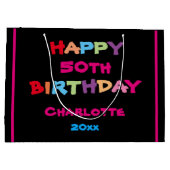 Kleurrijke Leuke Aangepaste Naam Jaar Datum Gelukk Groot Cadeauzakje (Achterkant)