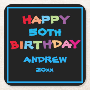 Kleurrijke Leuke Aangepaste Naam Jaar Datum Gelukk Kartonnen Onderzetters