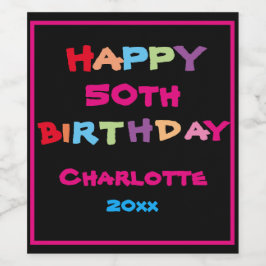 Kleurrijke Leuke Aangepaste Naam Jaar Datum Gelukk Wijn Etiket