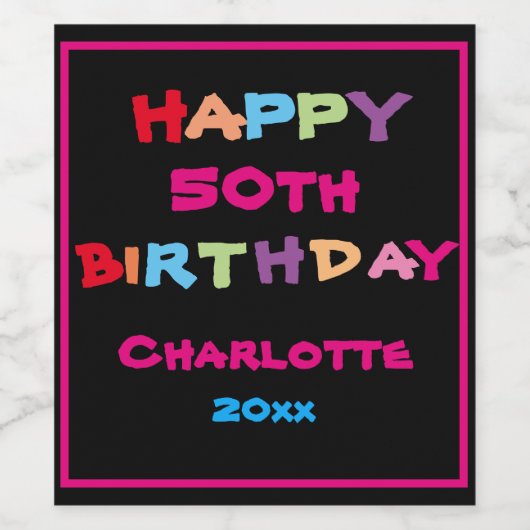 Kleurrijke Leuke Aangepaste Naam Jaar Datum Gelukk Wijn Etiket (Enkel label)