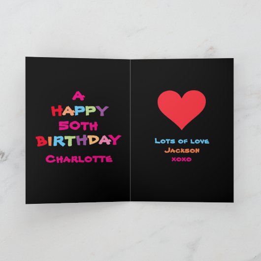 Kleurrijke & Leuke Aangepaste Namen & Datums Geluk Kaart (Binnen)