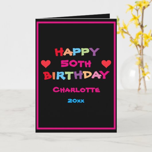 Kleurrijke & Leuke Aangepaste Namen & Datums Geluk Kaart (Gele Bloem)