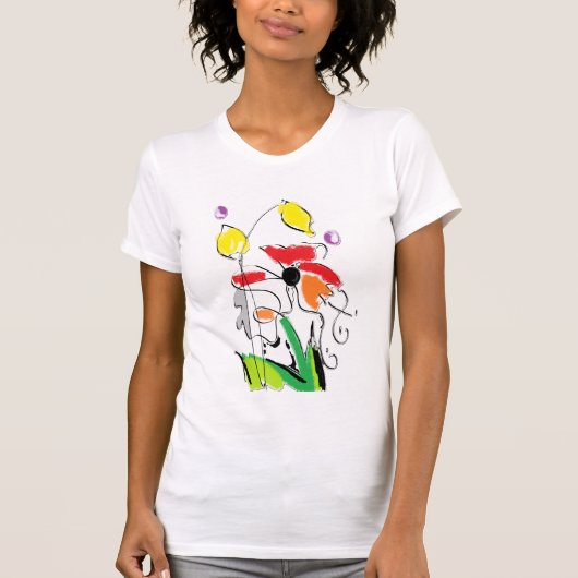Kleurrijke leuke abstracte bloem Draagbare Kunst T-shirt (Voorkant)