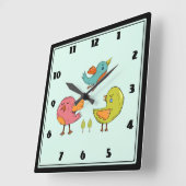 Kleurrijke Leuke Capricieuze Vogels Vierkante Klok (Hoek)